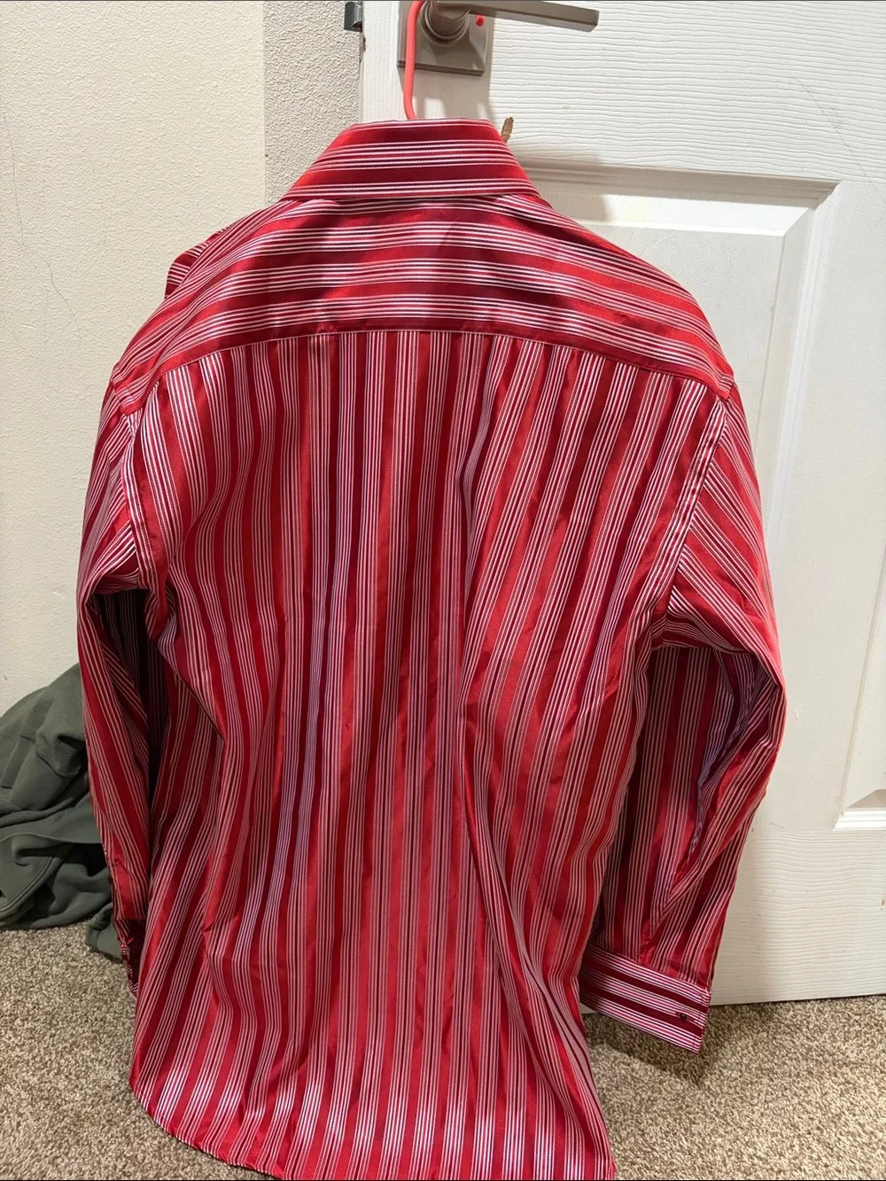 Men's Red Striped Button-Down Dress Shirt by Leonardi